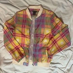 Colorful plaid zip jacket